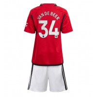 Koszulka piłkarska Manchester United Donny van de Beek #34 Strój Domowy dla dzieci 2023-24 tanio Krótki Rękaw (+ Krótkie spodenki)